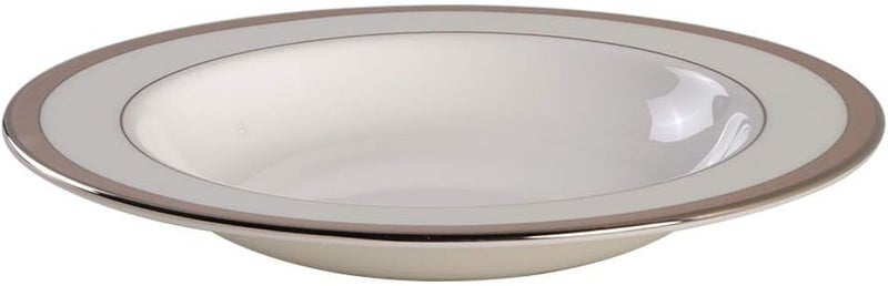 Lenox Onyx Frost Platinum Banded Ivory China Pasta BowlRim Soup
