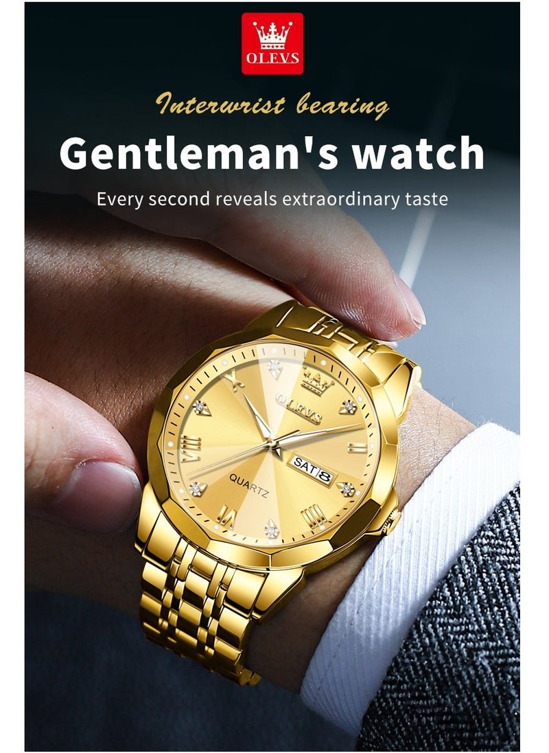 أوليفز Watches for Men Fashion Stainless Steel Quartz Analog Water Resistant Watch 9931 - Image 2