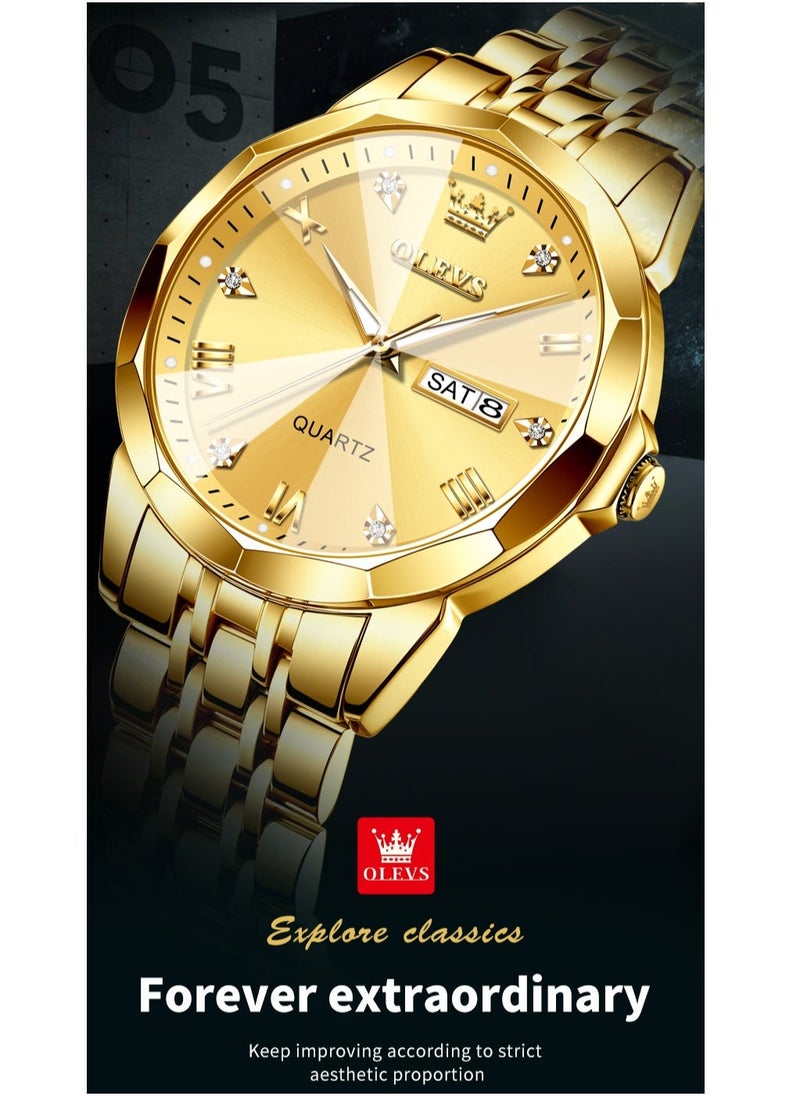 أوليفز Watches for Men Fashion Stainless Steel Quartz Analog Water Resistant Watch 9931 - Image 3