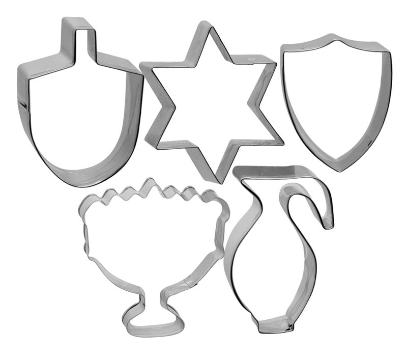 The Kosher Cook أدوات تقطيع هانوكا من كوشير كوك ومجموعة أدوات تقطيع بسكويت هانوكا من الفولاذ المقاوم للصدأ 5 قطع - Image 4