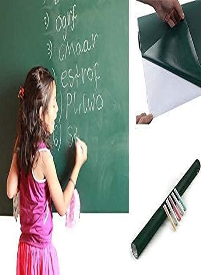 SCHUBERT Waterproof Chalkboard Removable Vinyl Wall Sticker Decal with 5-Pieces Chalk (Green, 200x45 cm) - Image 3
