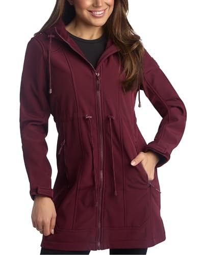 Reebok Womens Soft Shell Jacket - Lightweight Polar Fleece Lined Zip Up Hooded Jackets for Women Perfect for Fall Weather, Size Medium, Maroon - Image 1