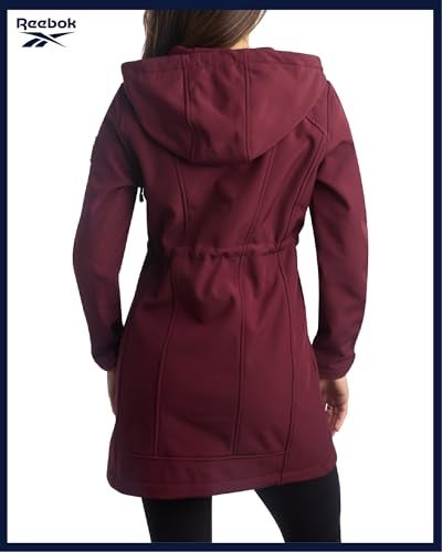 Reebok Womens Soft Shell Jacket - Lightweight Polar Fleece Lined Zip Up Hooded Jackets for Women Perfect for Fall Weather, Size Medium, Maroon - Image 3