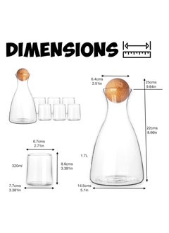 HOPHOP Borosilicate Glass Water Carafe with Bamboo Lid, 7 Pcs Durable Water Jug Set, Decanter Water Pitcher and Tumblers. Vintage Fluted Glassware Water Pitcher, Convenient Fridge Beveage Set  - Image 2
