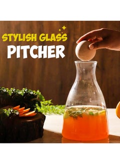 HOPHOP Borosilicate Glass Water Carafe with Bamboo Lid, 7 Pcs Durable Water Jug Set, Decanter Water Pitcher and Tumblers. Vintage Fluted Glassware Water Pitcher, Convenient Fridge Beveage Set  - Image 4