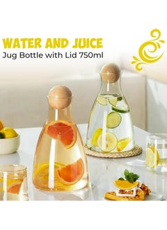 HOPHOP Borosilicate Glass Water Carafe with Bamboo Lid, 7 Pcs Durable Water Jug Set, Decanter Water Pitcher and Tumblers. Vintage Fluted Glassware Water Pitcher, Convenient Fridge Beveage Set  - Image 5