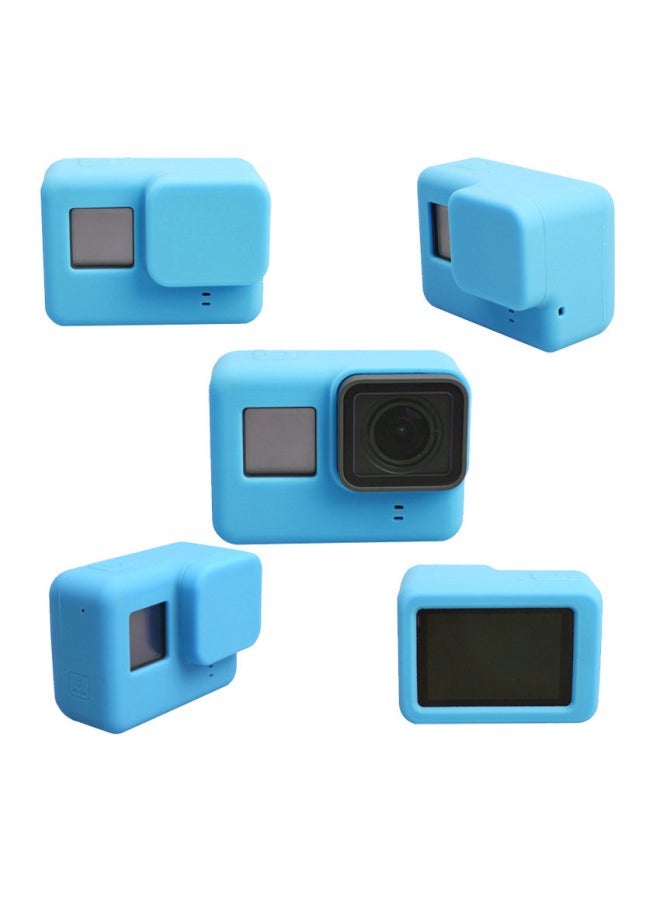 Generic Gopro Hero5/6/7 Blacksh Camera Lens Cover Silicone Cover Frame Protective Case Accessory Set-Color:Sky Blue Bare Metal Cover + Cover + Pearlescent Bag  - Image 1