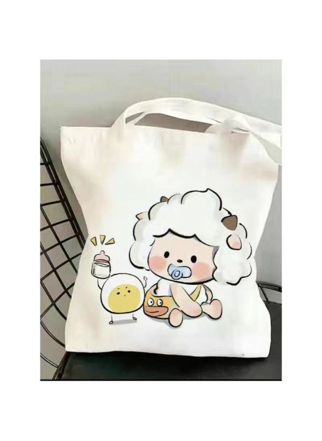 Generic - Lazy Sheep Canvas Bag Large Capacity Cartoon Ins Student Book Canvas Bag All-match Shoulder Bag High Value-Model:6 Upgraded Zippers + Inner Pocket*-*high Quality/ - Image 1