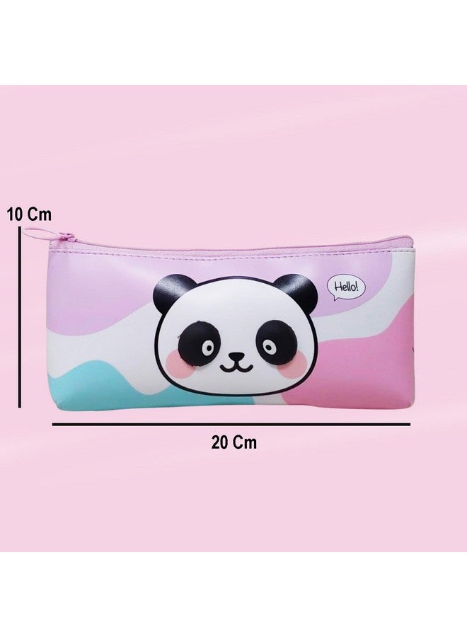 PARTEET Panda Printed Pencil Pouch for Kids.Students Silicone Pencil Case Storage Pouch Travel Pouch with Big Cute Eyes and Zipper Closer Eyes Pencil Holder Return Gift for Kids (Pack of 1) - Image 3