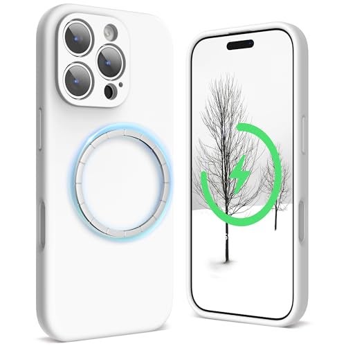 SURPHY Designed for iPhone 16 Pro Max Case Compatible with MagSafe 69 inch 2024 Liquid Silicone Phone Case Camera Protective Soft Microfiber Lining White - Image 1