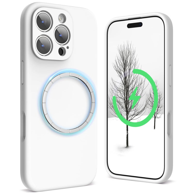 SURPHY Designed for iPhone 16 Pro Max Case Compatible with MagSafe 69 inch 2024 Liquid Silicone Phone Case Camera Protective Soft Microfiber Lining White - Image 2