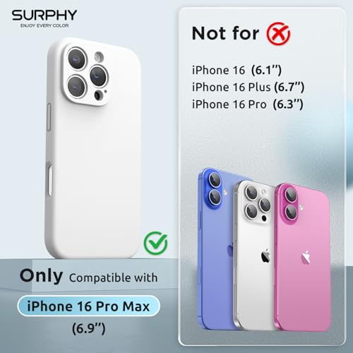 SURPHY Designed for iPhone 16 Pro Max Case Compatible with MagSafe 69 inch 2024 Liquid Silicone Phone Case Camera Protective Soft Microfiber Lining White - Image 3