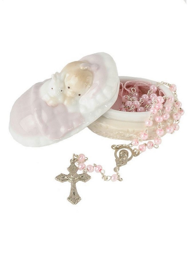 Roman Giftware by Roman Inc., Children's Gifts, New Baby, 1.5"H BABY GIRL BOX W/ROSARY ,Religious, Inspirational, Durable (2x1x13) - Image 1