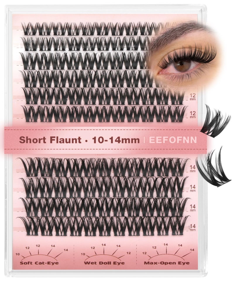 Eefofnn Lash Clusters Wispy Eyelash Clusters 10-14mm Individual Lashes Natural Wet Cluster Eyelash Extensions C Curl Lashes Clusters Wide Band DIY Lash Extension Beginner-Friendly by EEFOFNN (Short Flaunt) - Image 1