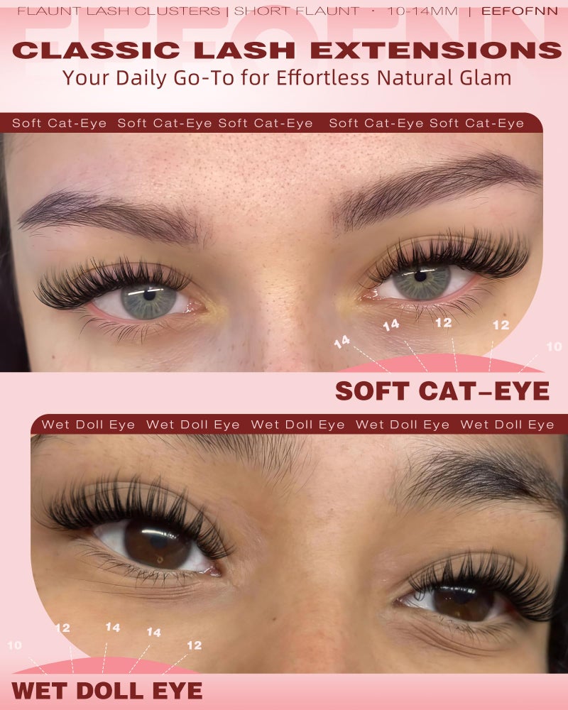 Eefofnn Lash Clusters Wispy Eyelash Clusters 10-14mm Individual Lashes Natural Wet Cluster Eyelash Extensions C Curl Lashes Clusters Wide Band DIY Lash Extension Beginner-Friendly by EEFOFNN (Short Flaunt) - Image 5