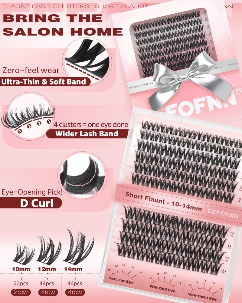 Eefofnn Lash Clusters Wispy Eyelash Clusters 10-14mm Individual Lashes Natural Wet Cluster Eyelash Extensions C Curl Lashes Clusters Wide Band DIY Lash Extension Beginner-Friendly by EEFOFNN (Short Flaunt) - Image 3