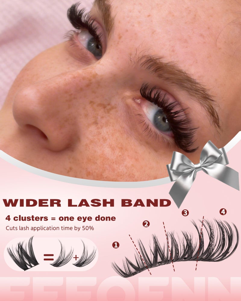 Eefofnn Lash Clusters Wispy Eyelash Clusters 10-14mm Individual Lashes Natural Wet Cluster Eyelash Extensions C Curl Lashes Clusters Wide Band DIY Lash Extension Beginner-Friendly by EEFOFNN (Short Flaunt) - Image 4