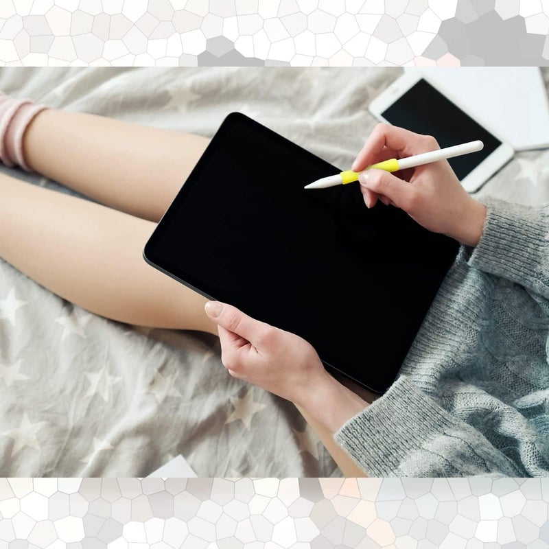 إكسفور 6 قطع من مقابض القلم الرصاص، غطاء سيليكون، حقيبة أقلام متوافقة مع Apple Pencil الجيل الأول والثاني، 6 ألوان (أبيض+وردي+أصفر+أخضر+أرجواني+أزرق) - Image 5