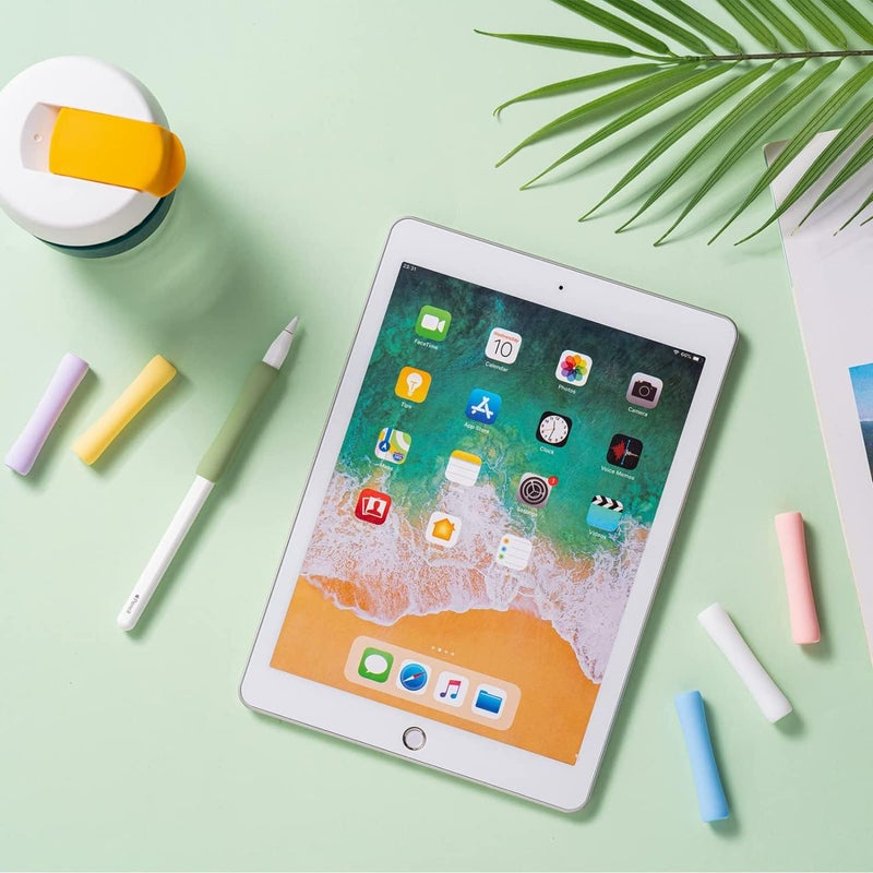 إكسفور 6 قطع من مقابض القلم الرصاص، غطاء سيليكون، حقيبة أقلام متوافقة مع Apple Pencil الجيل الأول والثاني، 6 ألوان (أبيض+وردي+أصفر+أخضر+أرجواني+أزرق) - Image 4