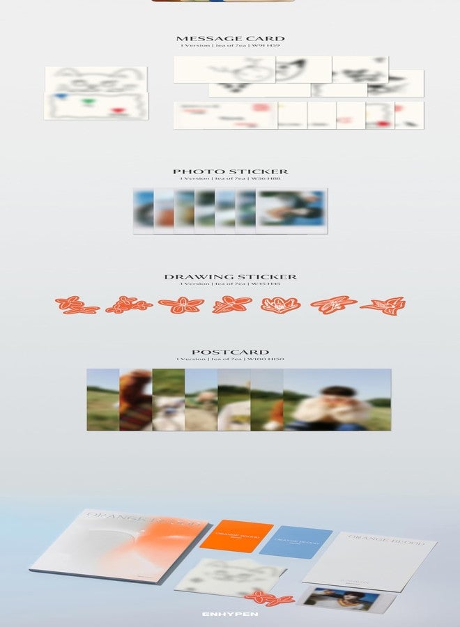 KPOP ENHYPEN Orange Blood 5th Mini Album Engene Random Version CD+60p PhotoBook+2p PhotoCard+1p Message Card+1ea Photo Sticker+1ea Drawing Sticker+1p PostCard+Tracking Sealed - Image 4