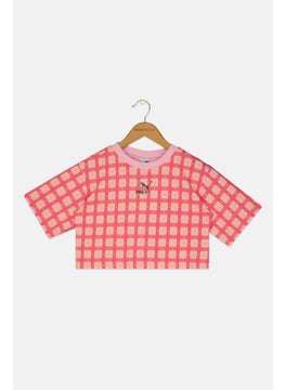 PUMA Kids Girl Short Sleeve Brand Logo T Shirt, Pink  - Image 1