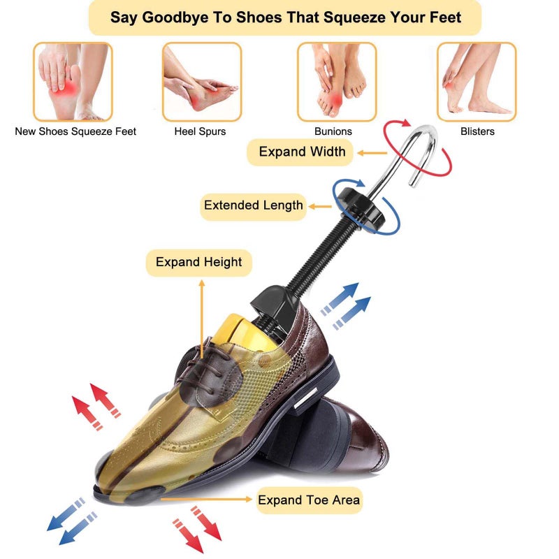 Halcent Two-Way Shoe Stretcher Kit Plastic & Metal, Expander Shoe Tree with Shoe Horn for Men and Women, UK 7-12 - Image 2