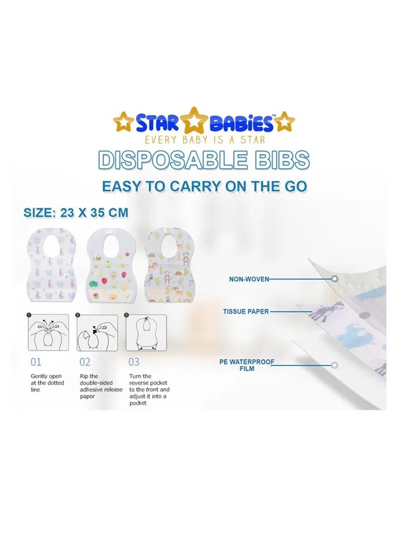 STAR BABiES Star Babies - Animals Printed Disposable Bibs Pack of 300  - Image 3