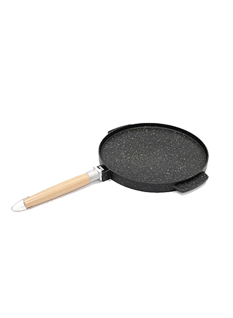 One-piece granite patterned crepe pan, black/wooden (37cm) - Image 1