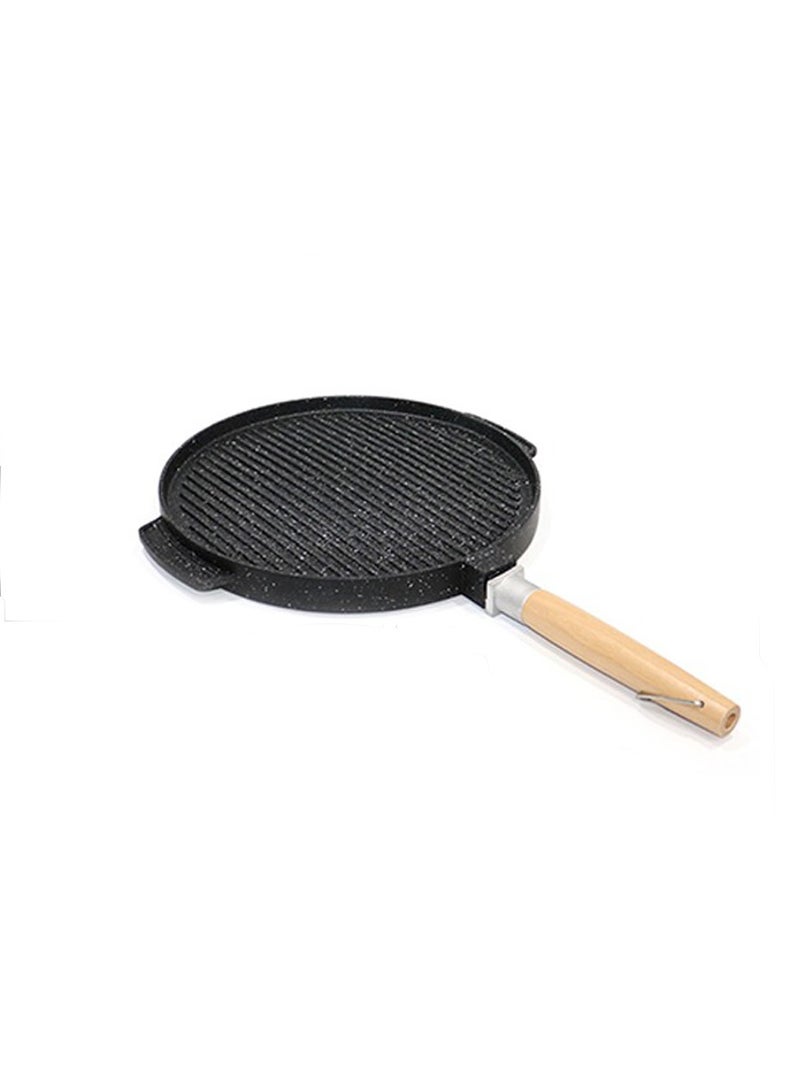 One-piece granite patterned crepe pan, black/wooden (37cm) - Image 2