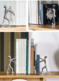 KASTWAVE Decorative Bookends Heavy Duty Zinc Alloy Man Book End, Metal Book Ends for Shelves  - Image 2