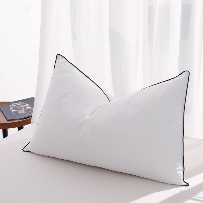 Mosluna Flat Goose Feather Down Pillows Pillows for Sleeping King Size Set of 1, Thin Hotel Pillow 1 Pack with Airyfil™ Fillings, Soft Bed Pillow for Stomach, Back Sleepers, Soft, 20×36 in. - Image 1