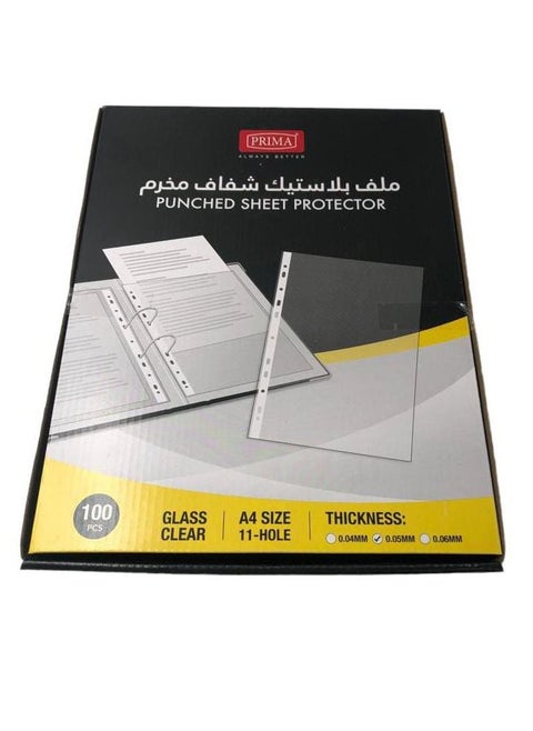 ملف بلاستيك شفاف مخرم مقاس A4