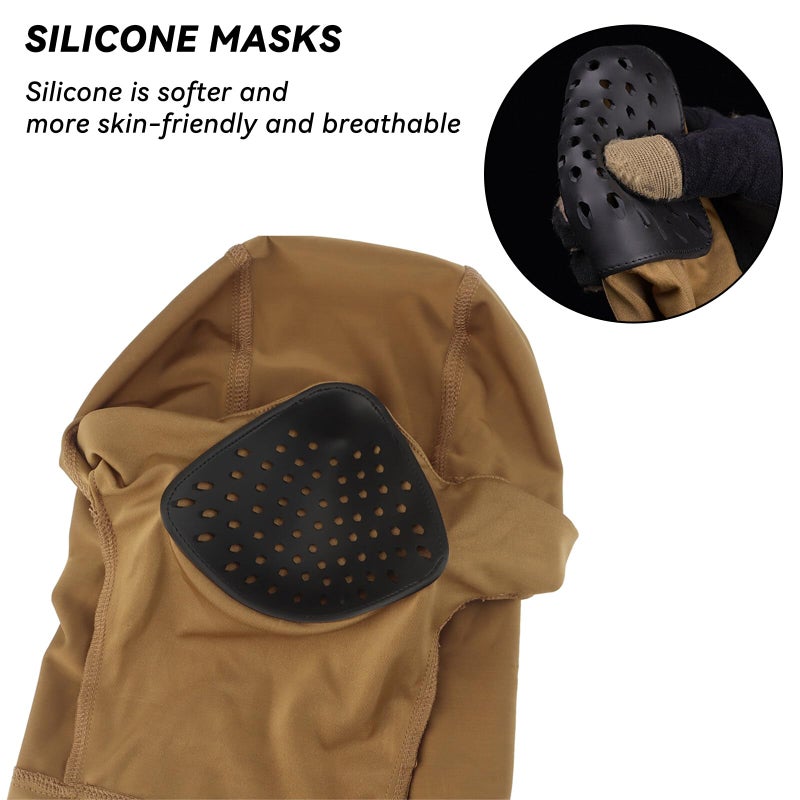 AOUTACC Balaclava Airsoft Mask,Style Airsoft Full Face Protective Mask, Silicone Mask for Outdoor/Airsoft/Hunting/Paintball/Cycling-Tan - Image 4