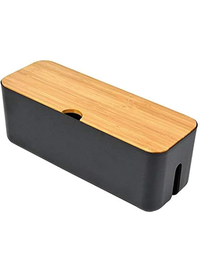 promass Cable Management Box, Power Cord Organizer, Wire Storage Box for Home or Office Desk, Black - Image 1