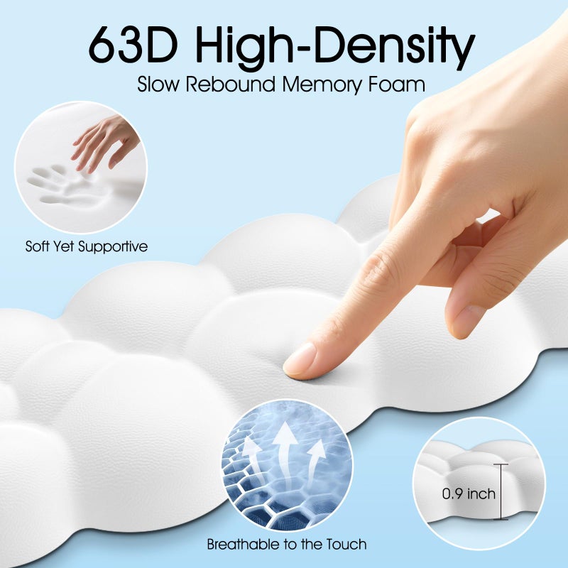 Retuhapy Cloud Wrist Rest Keyboard Cushion, 4-in-1 Ergonomic Cloud Keyboard Wrist Rest and Mouse Pad Set with Memory Foam Arm Support for Palm, Cute Desk Accessory for PC Gaming Setup, White - Image 4