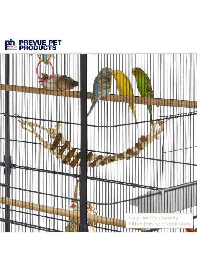 Prevue Pet Products Prevue Pet Products Naturals Rope Ladder Bird Toy, Wood Stairs Climbing Activity Attachment for Birdcage, Earth Tone Brown 62806  - Image 4