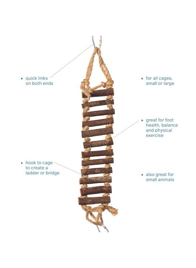 Prevue Pet Products Prevue Pet Products Naturals Rope Ladder Bird Toy, Wood Stairs Climbing Activity Attachment for Birdcage, Earth Tone Brown 62806  - Image 3