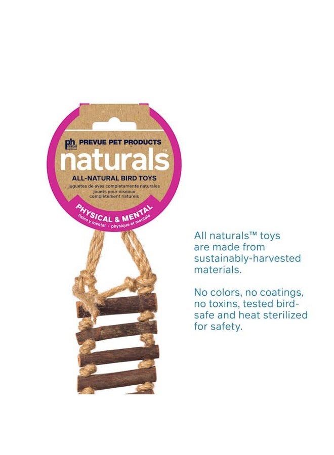 Prevue Pet Products Prevue Pet Products Naturals Rope Ladder Bird Toy, Wood Stairs Climbing Activity Attachment for Birdcage, Earth Tone Brown 62806  - Image 5