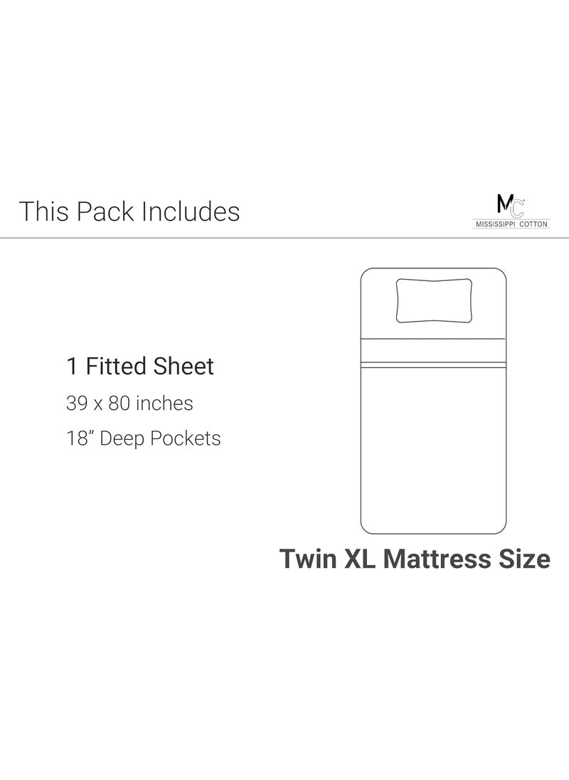 Mississippi Cotton - Twin XL Size Fitted Sheet 18 Inch Extra Deep Pocket Egyptian Cotton Fitted Sheets Elastic All Around 800 Thread Count Cooling Soft Breathable Sateen Weave Only Bottom Sheet 39 x 80Dark Grey - Image 1