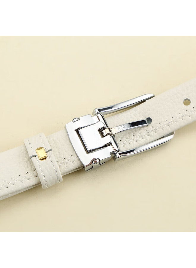 Crocodile T-shirt, Qixi Gift, Top-grain Leather, Women's Pin Buckle Belt, Fashionable Waistband, Birthday Gift For Girlfriend, White - Image 5