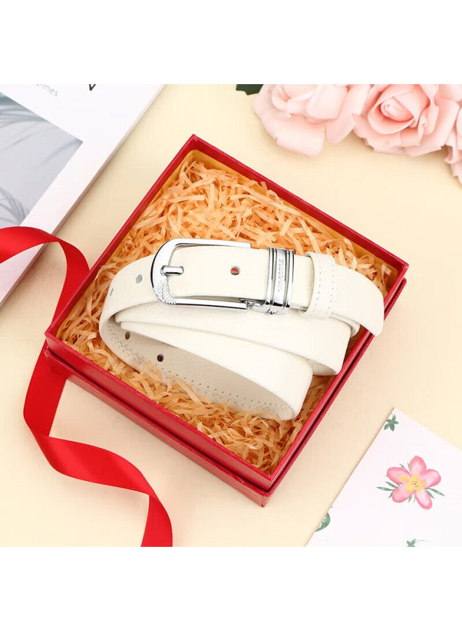 Crocodile T-shirt, Qixi Gift, Top-grain Leather, Women's Pin Buckle Belt, Fashionable Waistband, Birthday Gift For Girlfriend, White - Image 3