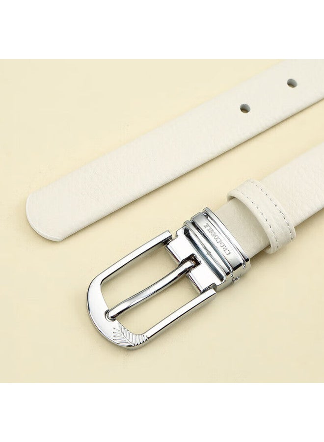 Crocodile T-shirt, Qixi Gift, Top-grain Leather, Women's Pin Buckle Belt, Fashionable Waistband, Birthday Gift For Girlfriend, White - Image 2