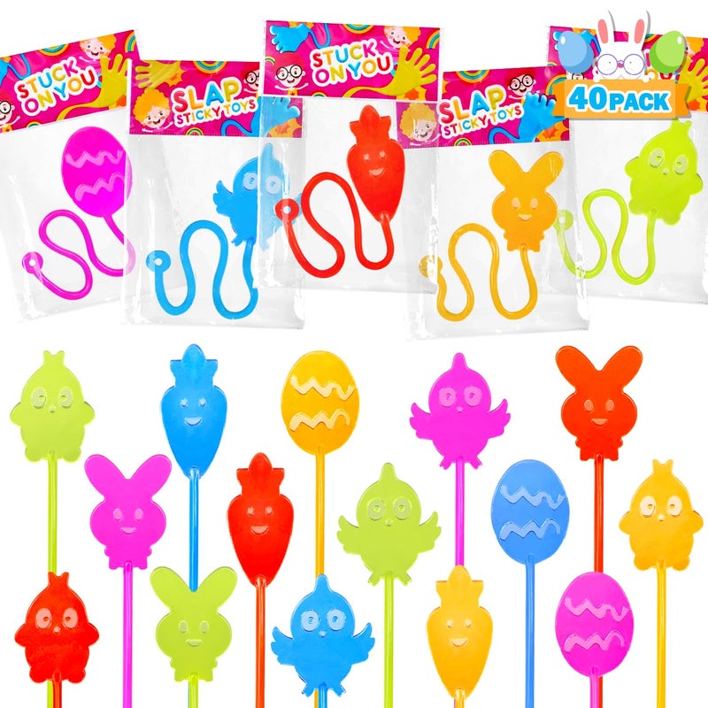 Leetous Easter Basket Stuffers for Toddlers 40 Pack Non Candy Easter Sticky Hands Egg Hunt Fillers Supplies for Kids Small Party Favor Fidget Toys Classroom Gifts Prize Goodie Treat Bag Stuff for Boys Girls - Image 3