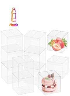 Y&D 50 Pack 2.3x2.3x2.3 Inches Clear Plastic Boxes Transparent Party Favor for Wedding Treat Candy Chocolate  - Image 1