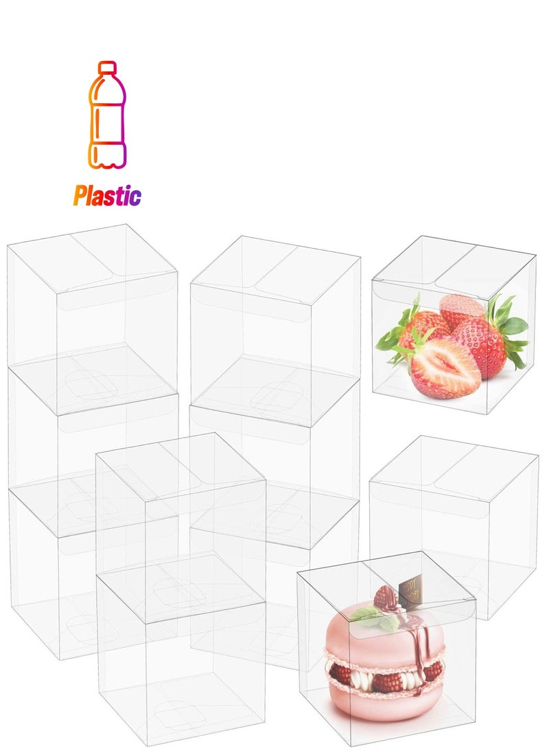 Y&D 50 Pack 2.3x2.3x2.3 Inches Clear Plastic Boxes Transparent Party Favor for Wedding Treat Candy Chocolate  - Image 1