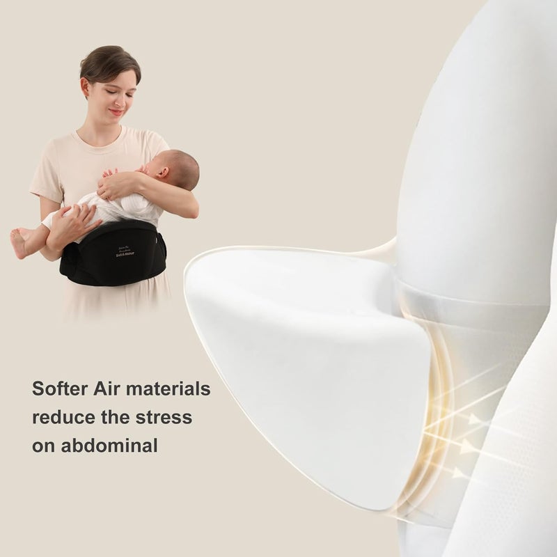 Bebamour Baby Carrier with Hip SeatAllPosition Breathable Mesh Hip Seat  Carrier 036Months with Head Hood 3 PCS Teething Pads Waist ExtenderStorage Bag  Pacifier CaseKhaki - Image 5