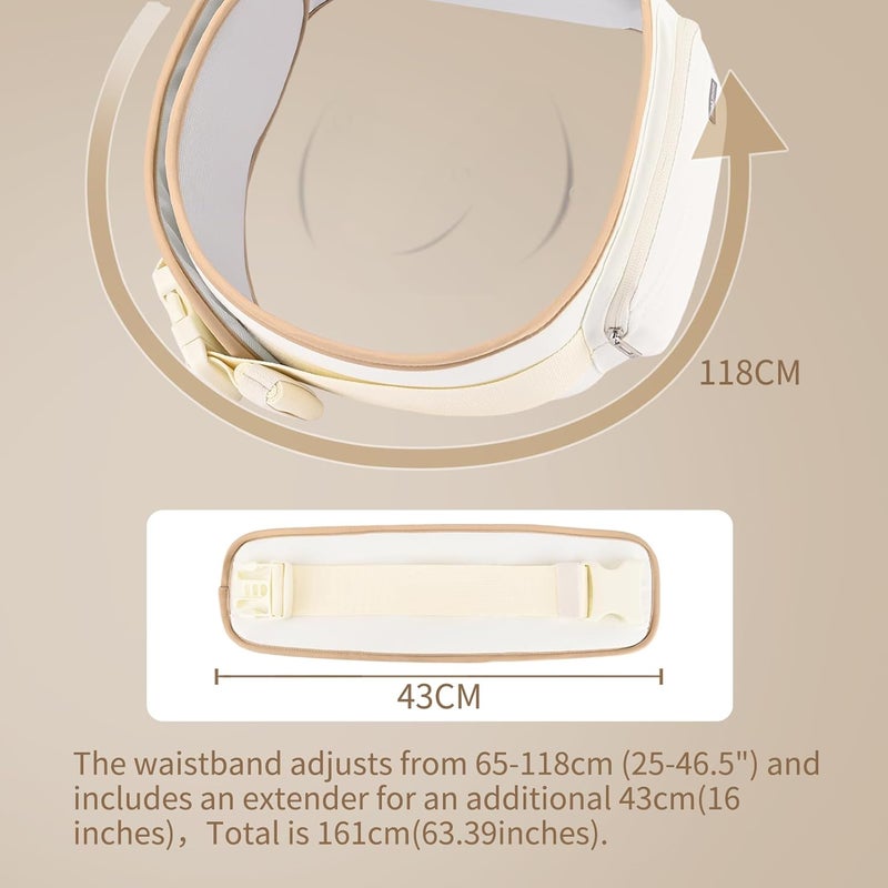 Bebamour Baby Carrier with Hip SeatAllPosition Breathable Mesh Hip Seat  Carrier 036Months with Head Hood 3 PCS Teething Pads Waist ExtenderStorage Bag  Pacifier CaseKhaki - Image 3