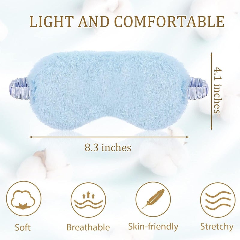 HZYH 6 Pieces Plush Eye Mask, Soft Sleeping Blindfold, Cover Comfortable And Satin Fluffy Furry Eye, For Girls Adult Protection, 4.1X8.3 In - Image 2