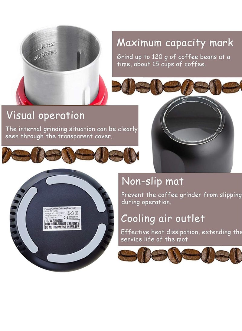 KASTWAVE Electric Coffee Herb Grinder, 120g Large Capacity Spice Grinder with Stainless Steel Blade, One-Press Operation, 150W Powerful Multifunctional Grinder, Coffee Beans, Seeds, Grains, Spices, Nuts - Image 2