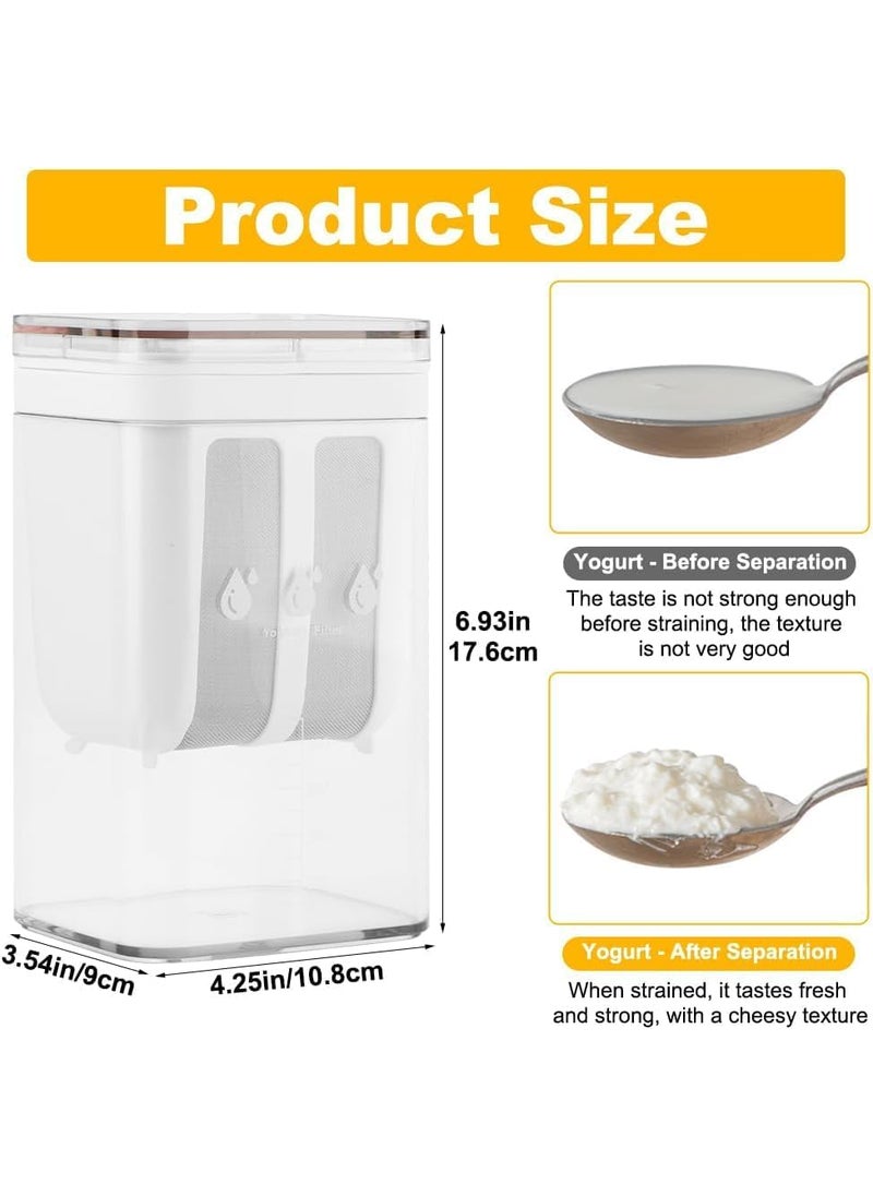 Generic - 1100ML Yogurt Strainer,Yogurt Filter Milk Strainer with Fine Mesh Bag,Lid and Scale Mark, for Making Thick Greek Yogurt,Soybean Milk,Kefir,Berries,Soup,Fruit Juice,Coffee - Image 1
